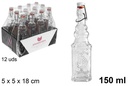 Botella cristal cuadrada tapón gaseosa 150 ml