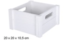 Caja madera cuadrada blanca 20 cm