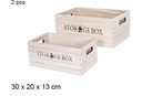 Pack 2 cajas madera natural 30x20x13 cm