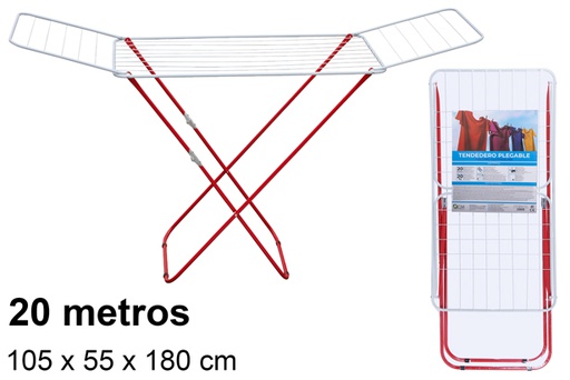 [108072] Corde à linge pliante en métal 20 mètres