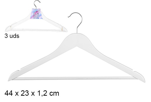 [106063] Pack 3 perchas madera blanca new