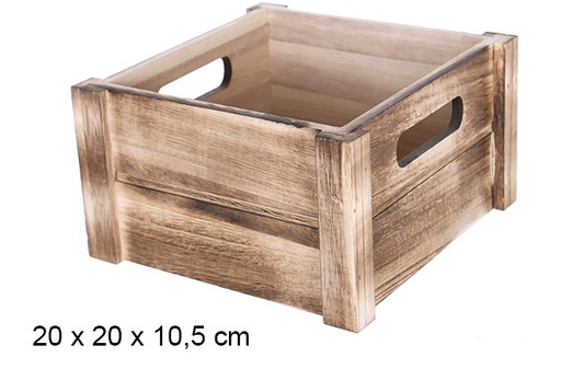 [108188] Vintage square wooden box 20 cm