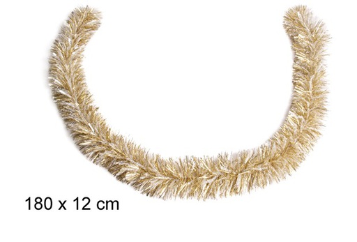 [109303] Snow/champagne wide Christmas tinsel 12x180 cm