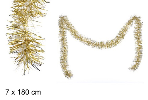 [109315] Snow/gold wide Christmas tinsel 7x180 cm