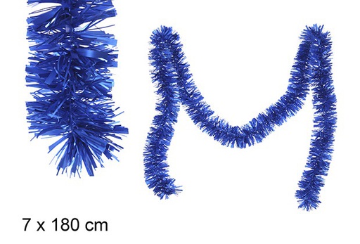 [109323] Matte blue wide Christmas tinsel 7x180 cm