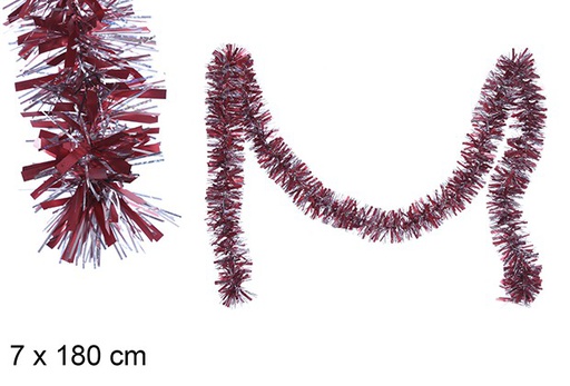 [109331] Guirlande de Noël large rouge mate/argent hologramme 7x180 cm
