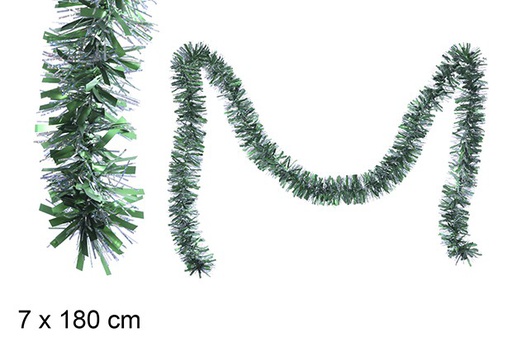 [109334] Boa pelo ancho verde mate/plata holograma 7x180cm