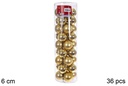 Pack 36 bolas oro brillo/mate cilindro 6 cm