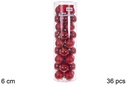 Pack 36 bolas roja brillo/mate cilindro 6 cm