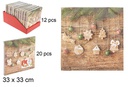 Pack 20 servilletas decorada estrella y bayas 33 cm