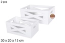 Pack 2 cajas madera blanca 30x20x13 cm