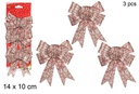 Pack 3 noeuds en toile de jute à rayures rouges 14x10 cm