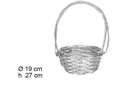 Cesta mimbre redonda plata Navidad con asa 19 cm