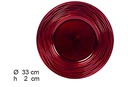 Bajo plato rojo brillo con borde decorado 33 cm