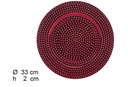 Sous assiette rouge brillant à décor de perles 33 cm