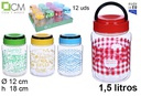 Tarro plástico decorado con asa 1,5 l.