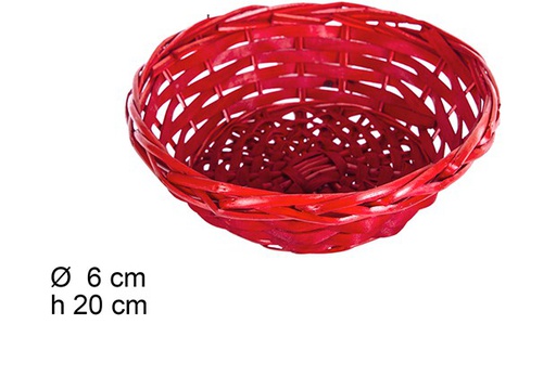 [108774] Cesta mimbre redonda roja Navidad 20 cm