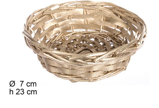 [108775] Round gold Christmas wicker basket 23 cm  