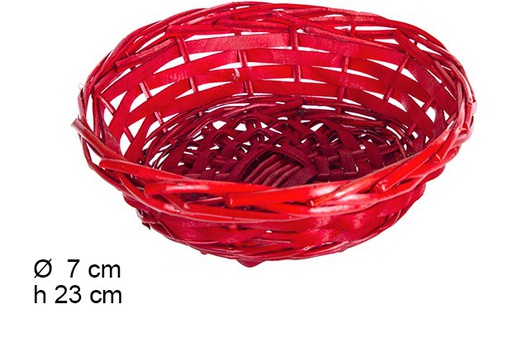 [108777] Corbeille de Noèl ronde en osier rouge 23 cm 