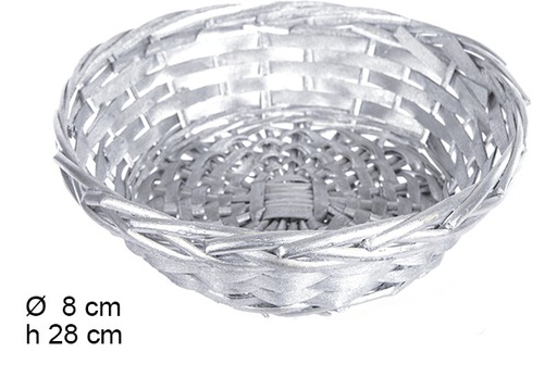 [108779] Round silver christmas wicker basket 28 cm  