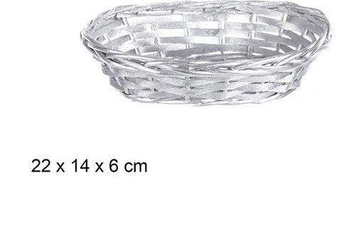 [108782] SILVER OVAL CHRISTMAS WICKER BASKET