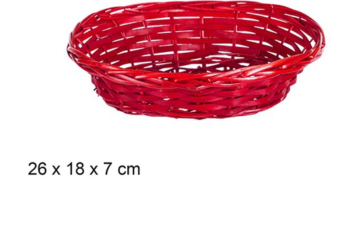 [108786] Red oval Christmas wicker basket 26x18 cm