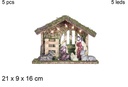 Nacimiento 5 piezas pesebre madera con 5 LED 21x9 cm