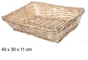 Cesta mimbre Navidad rectangular oro 40x30 cm