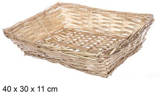 [108796] Gold Christmas rectangular wicker basket 40x30 cm  