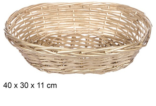 [108800] Christmas oval wicker basket gold 40x30 cm  