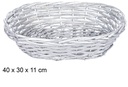 Cesta mimbre ovalada Navidad plata 40x30 cm