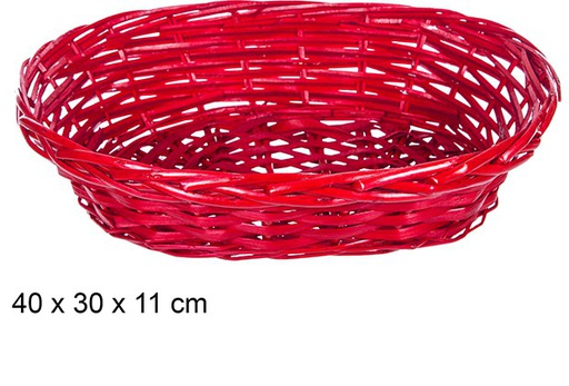 [108802] Cesta mimbre ovalada Navidad roja 40x30 cm