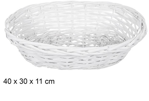 [108803] White Christmas oval wicker basket 40x30 cm  
