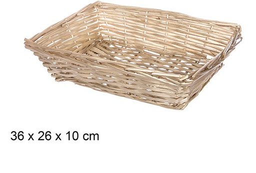 [108804] Gold christmas rectangular wicker basket 36x26 cm  