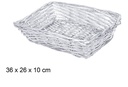 Cesta mimbre rectangular Navidad plata 36x26 cm