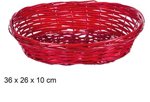 [108810] Cestino di Natale in vimini ovale rosso 36x26 cm  