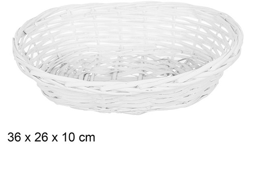 [108811] White Christmas oval wicker basket 36x26 cm  
