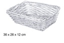 Cesta mimbre rectangular Navidad plata 36x26 cm