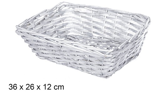 [108813] Silver rectangular wicker basket 36x26 cm  