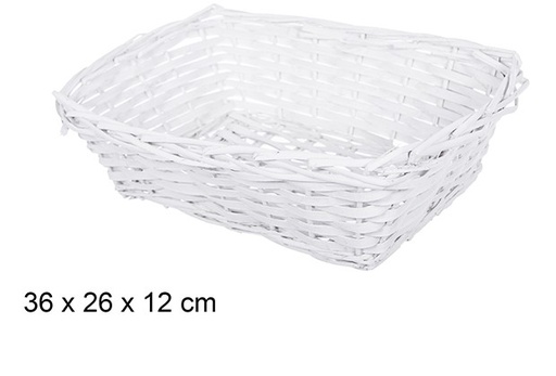 [108815] White Christmas rectangular wicker basket 36x26 cm