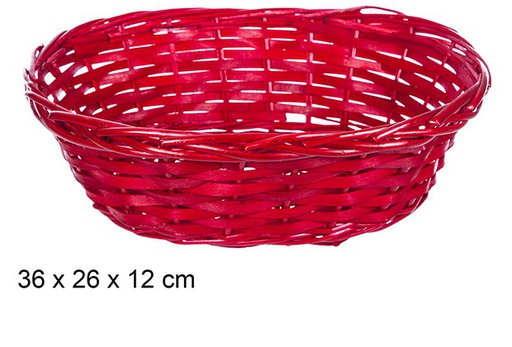 [108818] Cestino di Natale in vimini ovale rosso 36x26 cm  