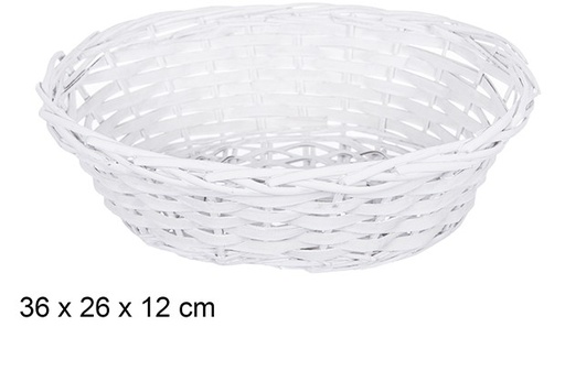 [108819] White Christmas oval wicker basket 36c26 cm  