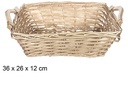 Cesta mimbre rectangular Navidad con asas oro 36x26 cm