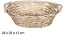 Cesta mimbre ovalada Navidad con asas oro 36x26 cm