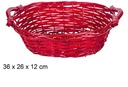Cesta mimbre ovalada Navidad con asas roja 36x26 cm