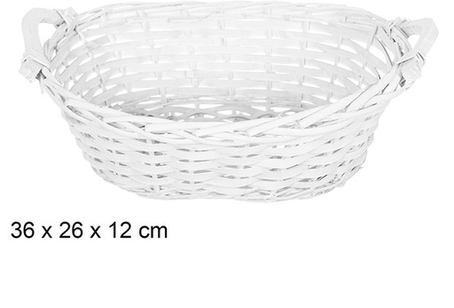 [108827] Christmas oval wicker basket with handles white 36x26 cm