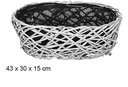 Cesta mimbre ovalada Navidad con tela forrada plata 43x30 cm