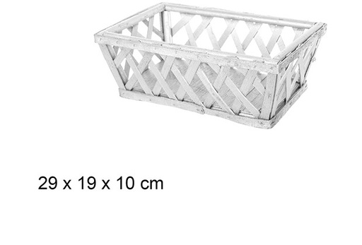 [108855] Cesta madera navidad rectangular plata 29x19x10cm