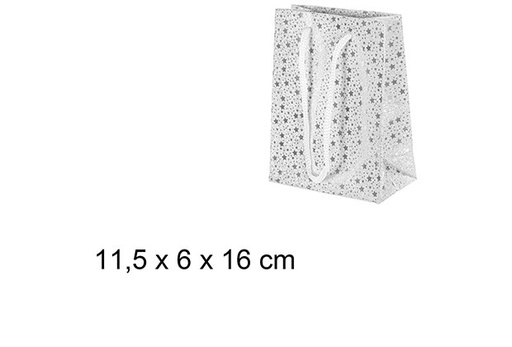 [109592] Silver star gift bag 11.5x6 cm