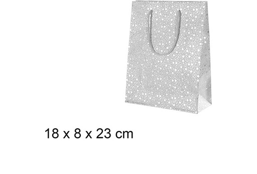 [109595] Silver star gift bag 18x8 cm